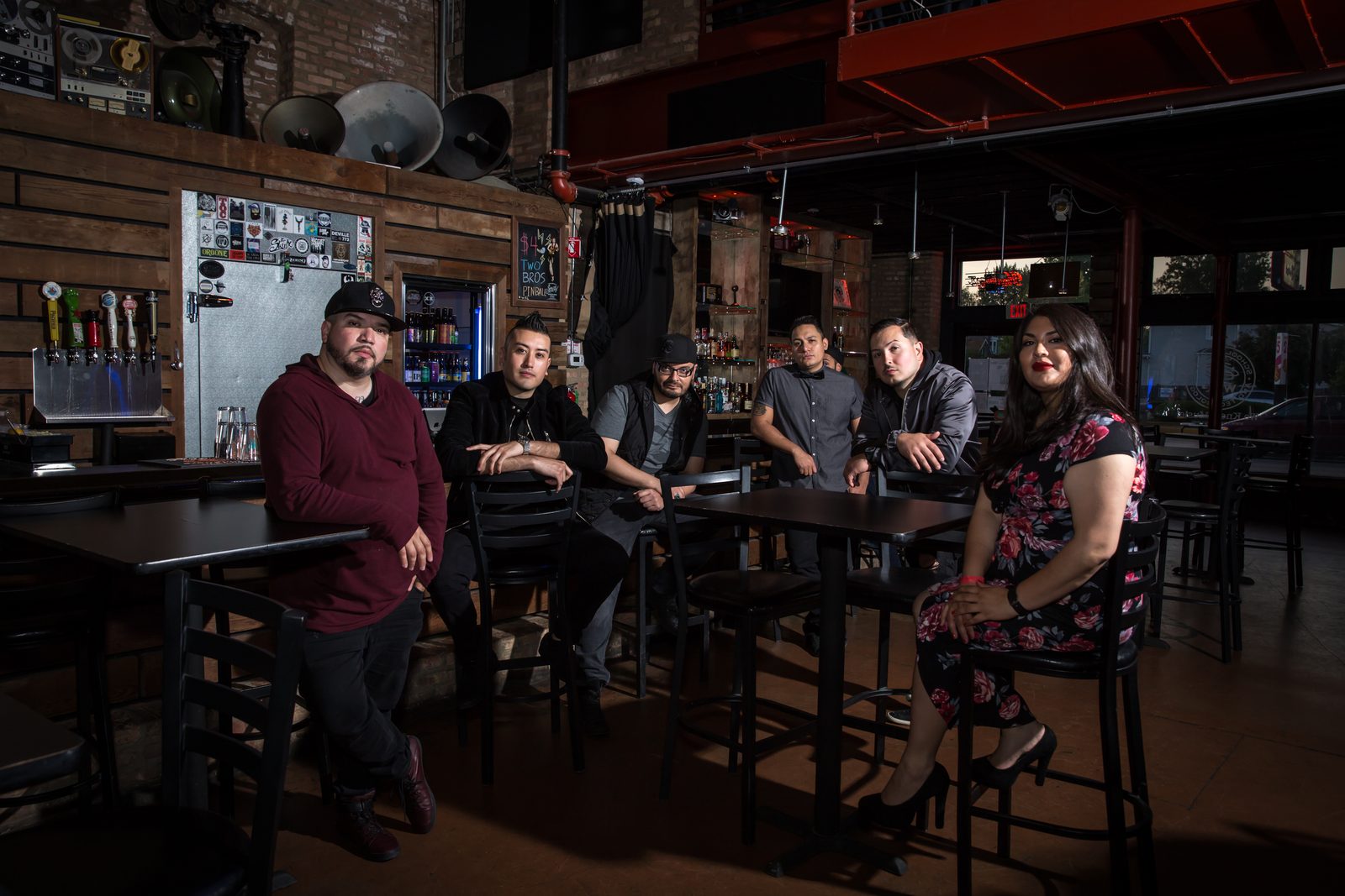 La Obra band photo at the bar